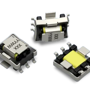 CT04 current sense transformer showing compact surface-mount construction, magnetic core, and SMT PCB terminals