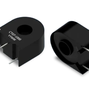 CT07 current sense transformer showing tombstone toroidal housing with central opening and radial terminals