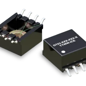 GT03 gate drive transformer showing enclosed surface-mount magnetic core and gull-wing terminals