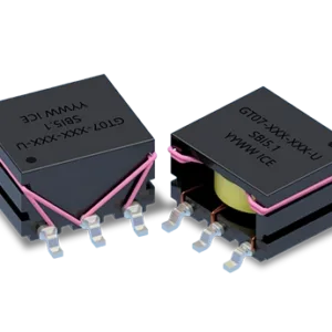 GT07 gate drive transformer showing compact surface-mount magnetic core, winding assembly, and terminals