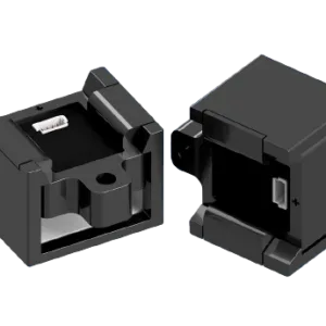 ISB-A-800 Hall-effect current sensor showing two-piece bus-bar housing and connector interface
