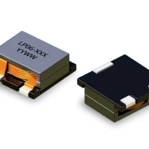 LP06 flat-wire power inductor showing ferrite core, copper winding, and surface-mount terminals