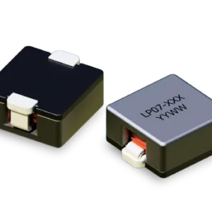 LP07 flat-wire power inductor showing ferrite core, copper winding, and surface-mount terminals