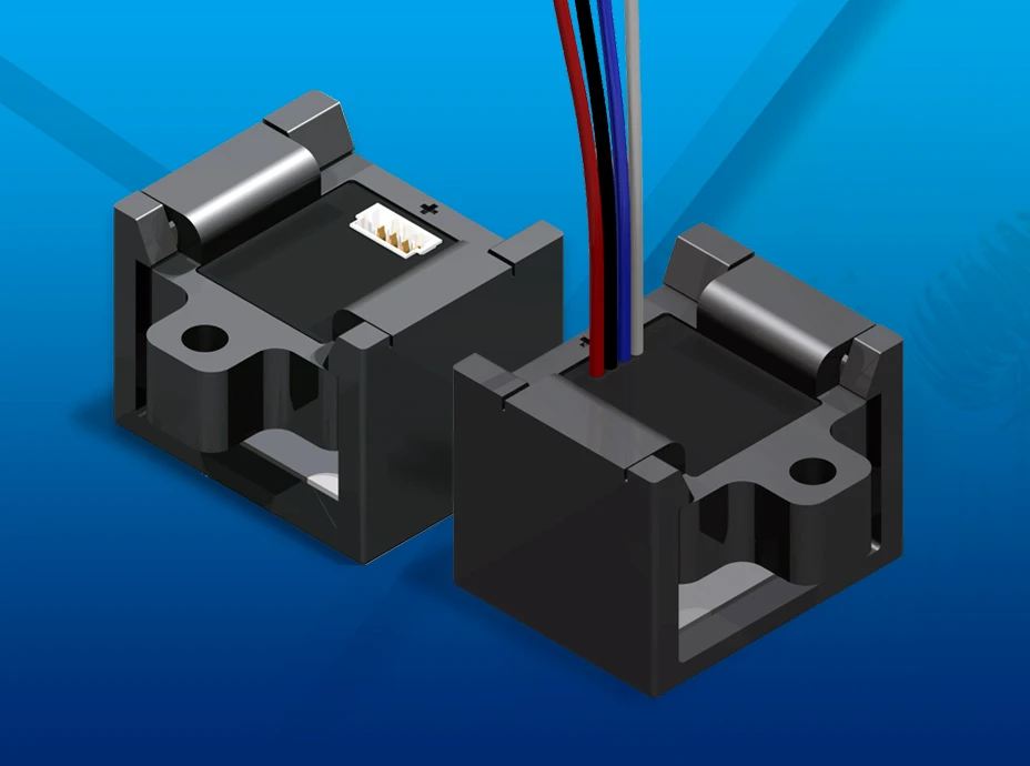 ISB programmable Hall-effect current sensors showing enclosed sensor housings and lead-wire configuration