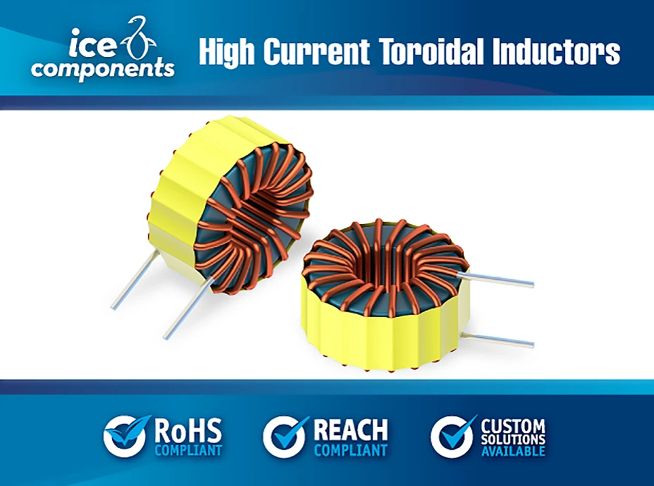ITP high-current toroidal power inductors showing copper windings and insulated magnetic cores